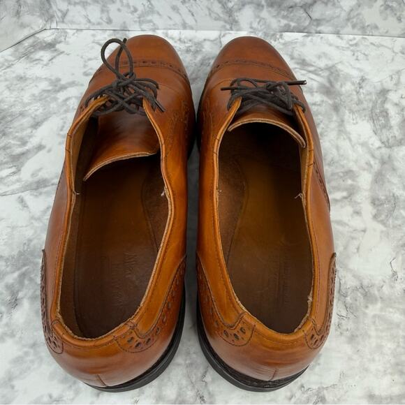 ALLEN EDMONDS Benton Cognac Leather Cap Toe Oxfords Shoes Vibram Sole Sz 10 main image 7